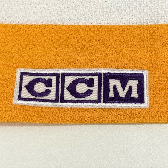 Vintage CCM NHL LA Kings Hockey Jersey Air-Knit Crown Logo Yellow Purple Medium - Picture 10 of 15